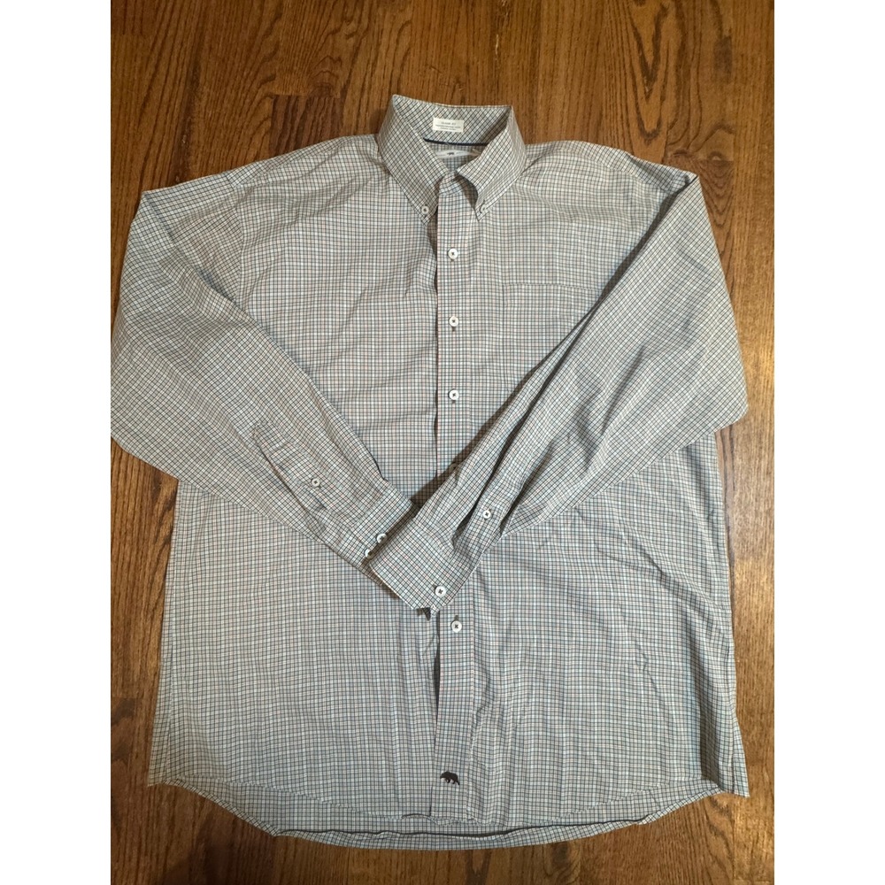 Onward Reserve Classic Fit Button Down Shirt Mens XL Blue Orange Plaid Check